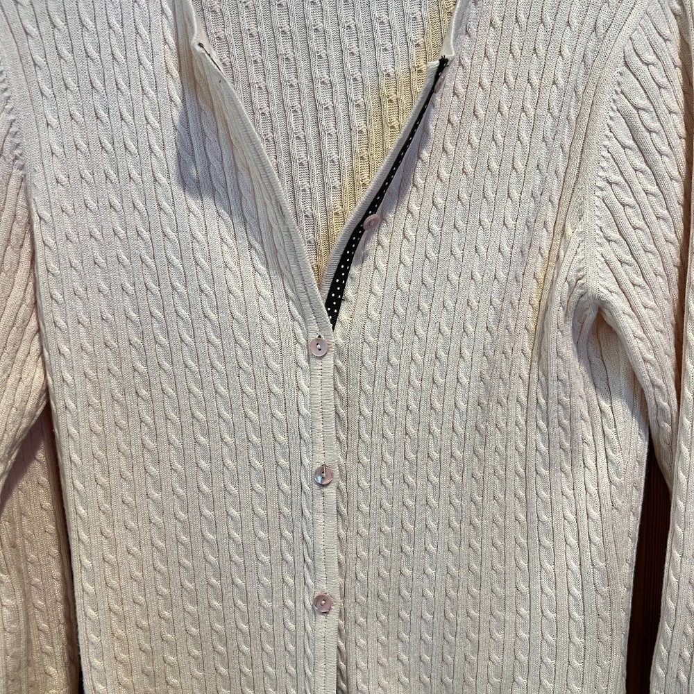 IZOD light pink cable knit cardigan sweater